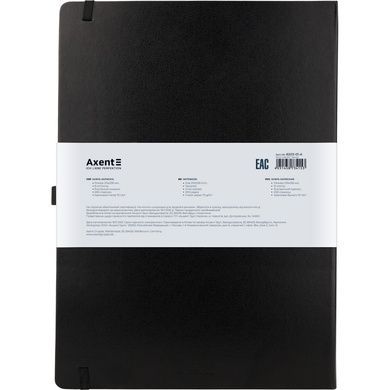 Книга записна Axent Partner Grand 8203-01-A, A4, 210x295 мм, 100 аркушів, клітинка, тверда обкладинка, чорна 8203-01-A фото