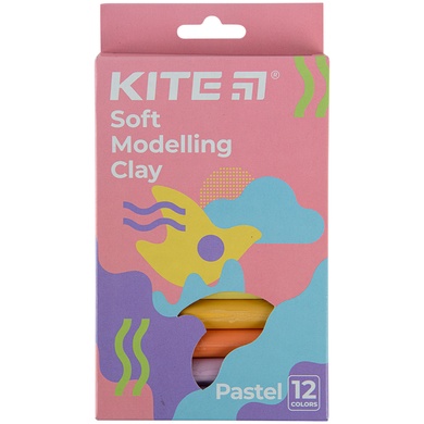 Пластилін восковий Kite Fantasy Pastel K22-086-2P, 12 кольорів, 200 г K22-086-2P фото