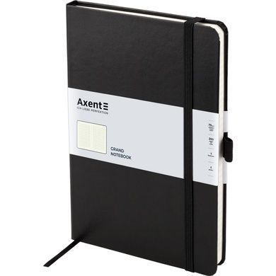 Книга записна Axent Partner Grand 8203-01-A, A4, 210x295 мм, 100 аркушів, клітинка, тверда обкладинка, чорна 8203-01-A фото